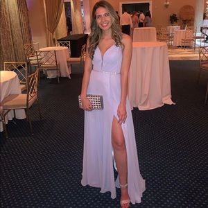 She's Gorgeous Lavender Lace-Up Rhinestone Maxi Dress